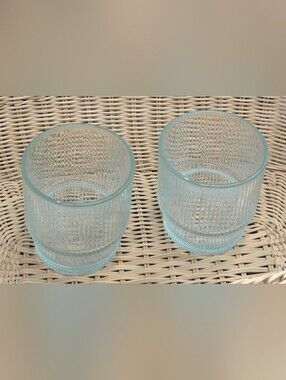Johnathan Adler Biba Aqua Ribbed Glass Tumbler - Home Dining